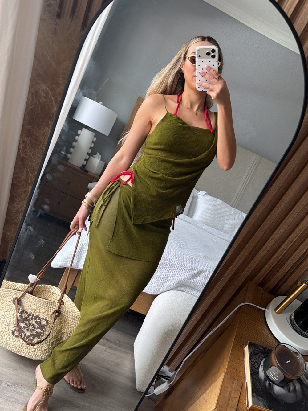 Olive Green Halter set 2 pieces Detail